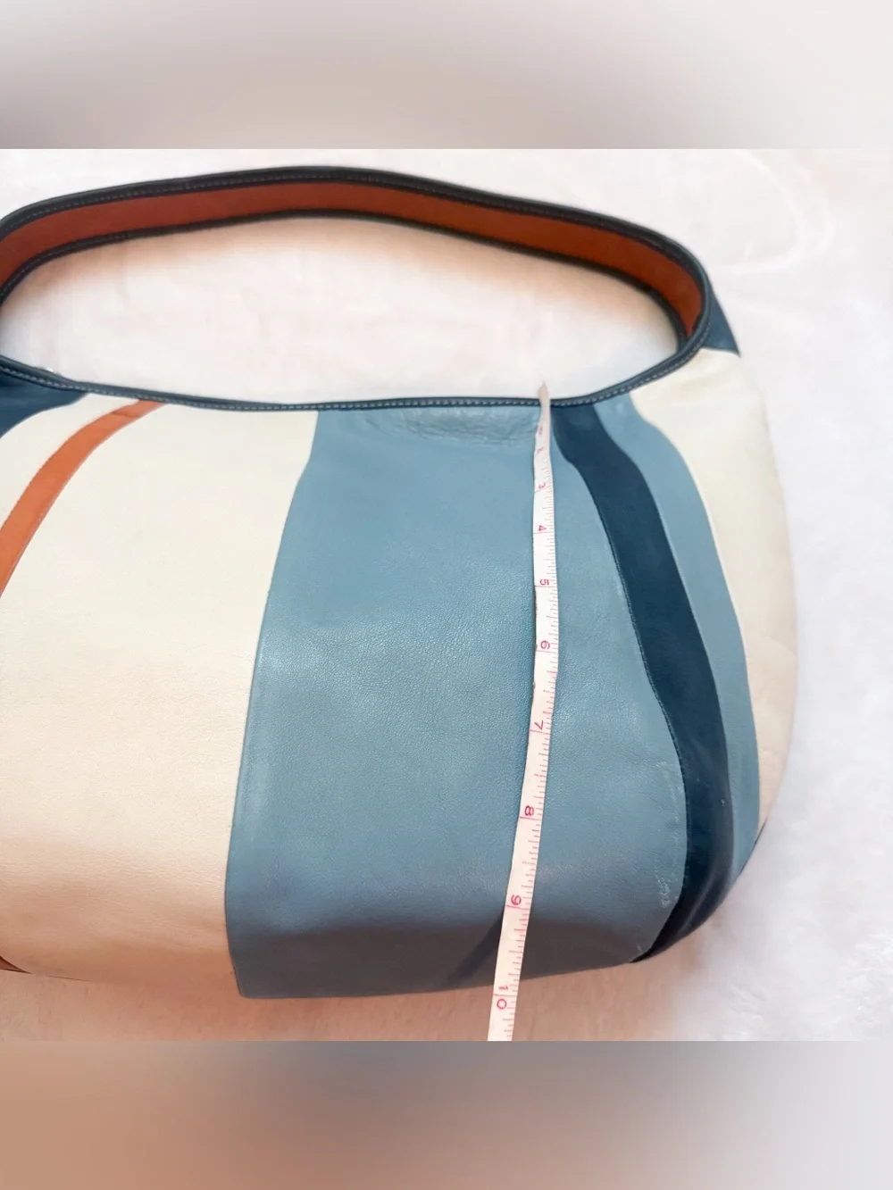 Vintage Coach Rare Ergo Y2K Blue Striped Leather Large Hobo Bag 9298 *Flaws* GUC
